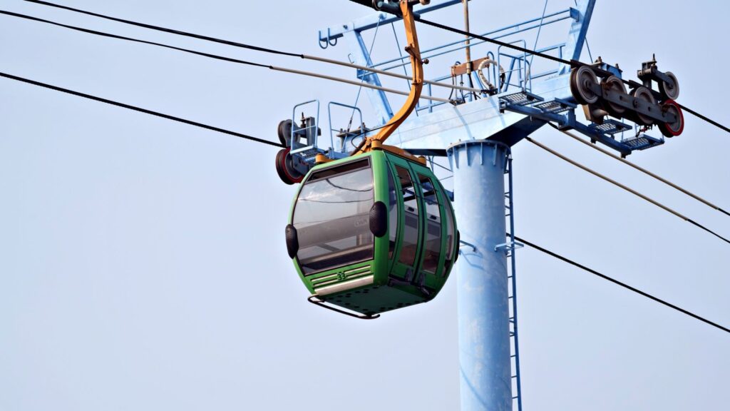 Aerial view of Saputara lake and the ropeway cable car