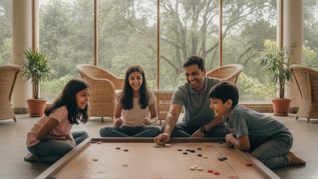 Digital detox retreat near mumbai family enjoying